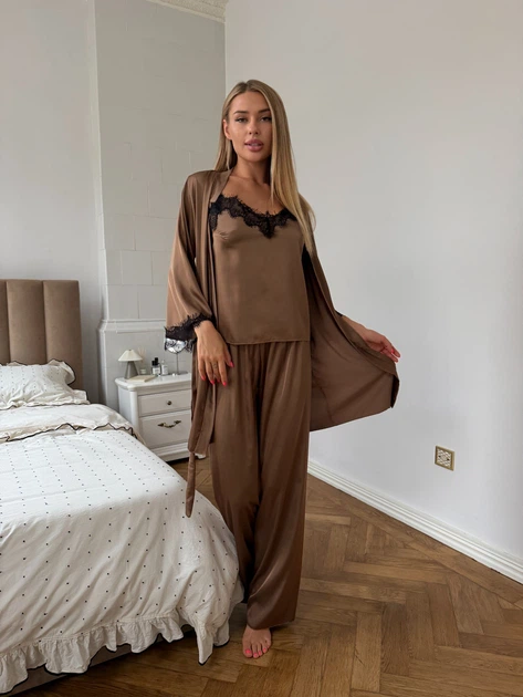 Жіночий комплект четвірка халат майка шорти штани Eleanor Collection M Мокко - Фото 8 Жіночий комплект четвірка халат майка шорти штани Eleanor Collection M Мокко - зображення 8