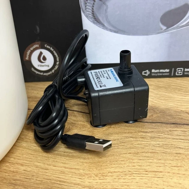 Автоматическая поилка-фонтан Pet Water Dispenser для кошек и собак 20×17×15.5 см белая - изображение 6