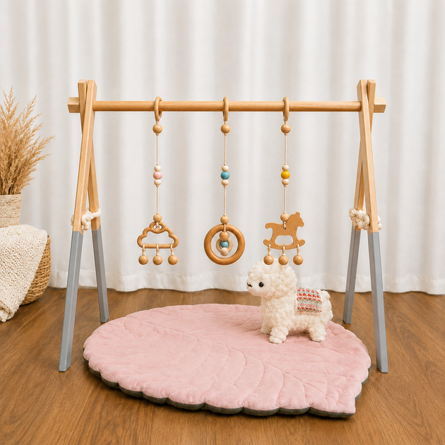 Підлоговий мобіль без іграшок Стійка Baby Gym Дитячий ігровий тренажер Сірий - Фото 5 Підлоговий мобіль без іграшок Стійка Baby Gym Дитячий ігровий тренажер Сірий - зображення 5
