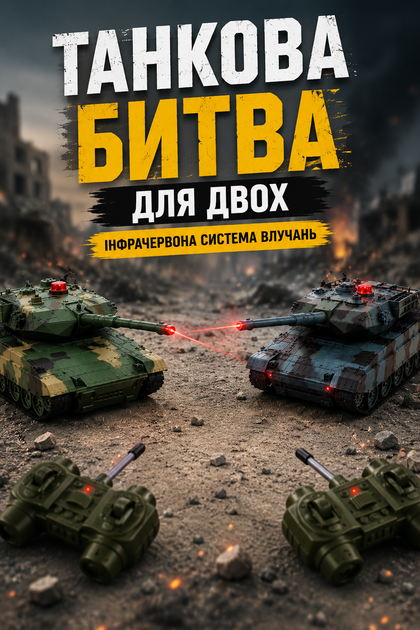 Детский игровой набор «Танковый бой» UKC 33820 на радиоуправлении, 2 танка (1:37, ИК-бой, звук и свет, аккумуляторы 3.6V) зеленые - изображение 5