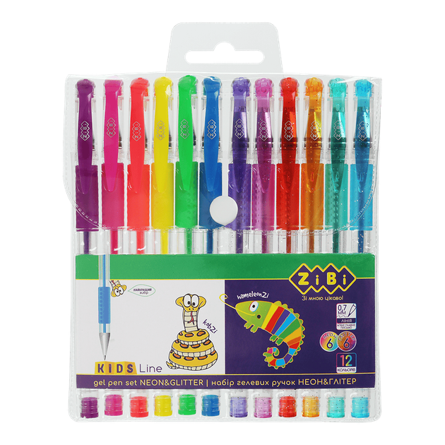 Набір з 12 гелевых ручек, NEON & GLITTER, в пластиковому пеналі, KIDS Line ZB.2204-99 - Фото 1 Набір з 12 гелевых ручек, NEON & GLITTER, в пластиковому пеналі, KIDS Line ZB.2204-99 - зображення 1