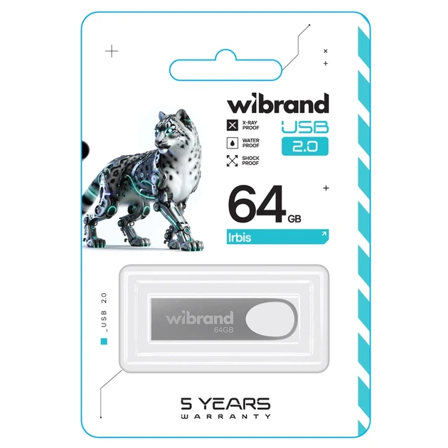 Флеш-накопичувач Wibrand USB 2.0 Irbis 64Gb Silver - изображение 2