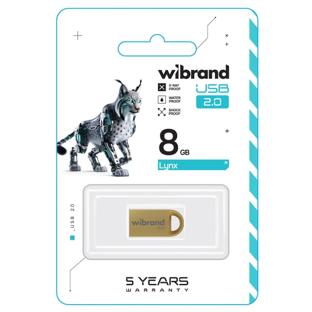 Флеш-накопичувач Wibrand USB 2.0 Lynx 8Gb Gold - изображение 2