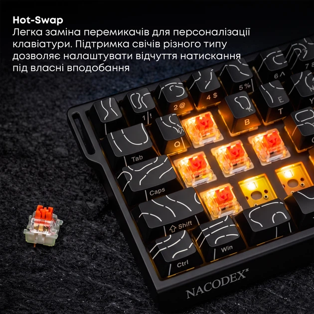 Дротова механічна клавіатура Ajazz NK68 V2 Red Switch (NK68-V2-R-PWB) - зображення 10