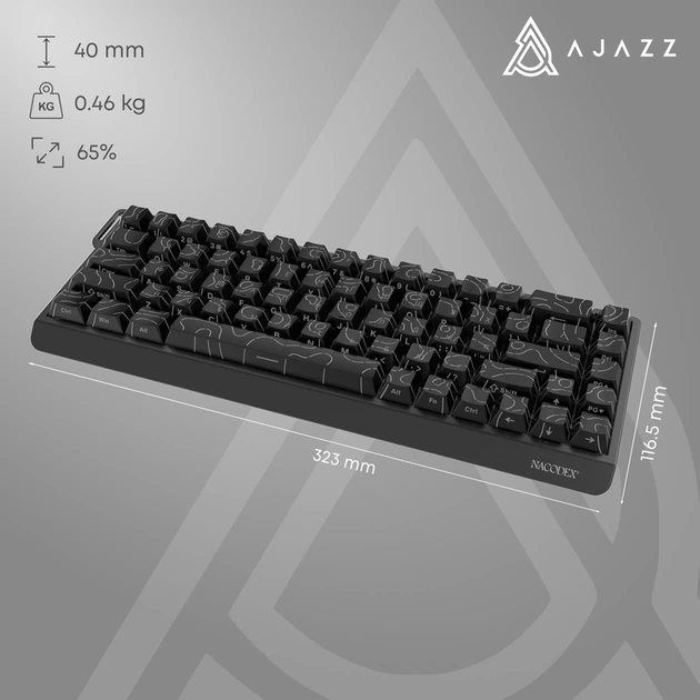 Дротова механічна клавіатура Ajazz NK68 V2 Red Switch (NK68-V2-R-PWB) - зображення 14
