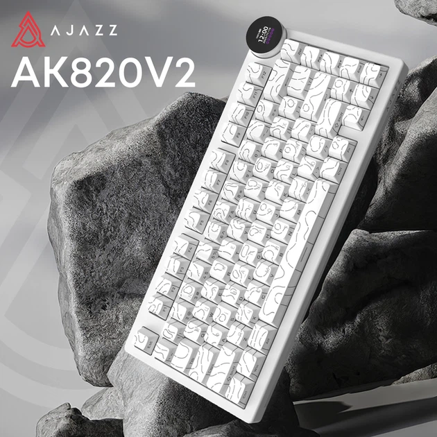 Бездротова механічна клавіатура Ajazz AK820 V2 White Peach Switch (AK820-V2-WP-S-W) - Фото 5 Бездротова механічна клавіатура Ajazz AK820 V2 White Peach Switch (AK820-V2-WP-S-W) - зображення 5