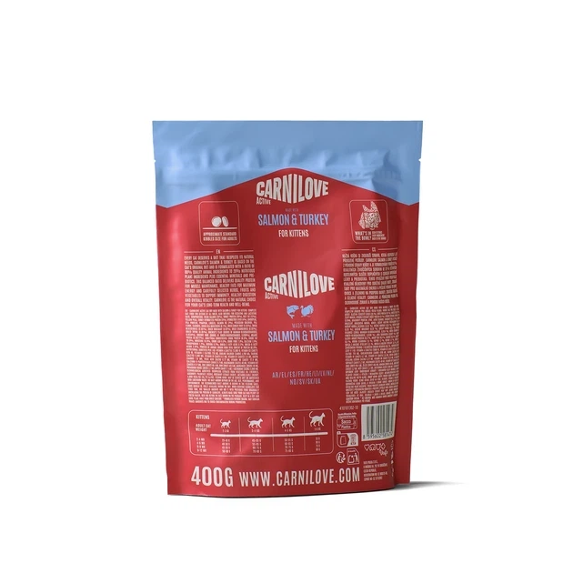 Корм сухий Carnilove Active Salmon & Turkey Kitten для кошенят лосось та індичка 400 г - Фото 2 Корм сухий Carnilove Active Salmon & Turkey Kitten для кошенят лосось та індичка 400 г - изображение 2