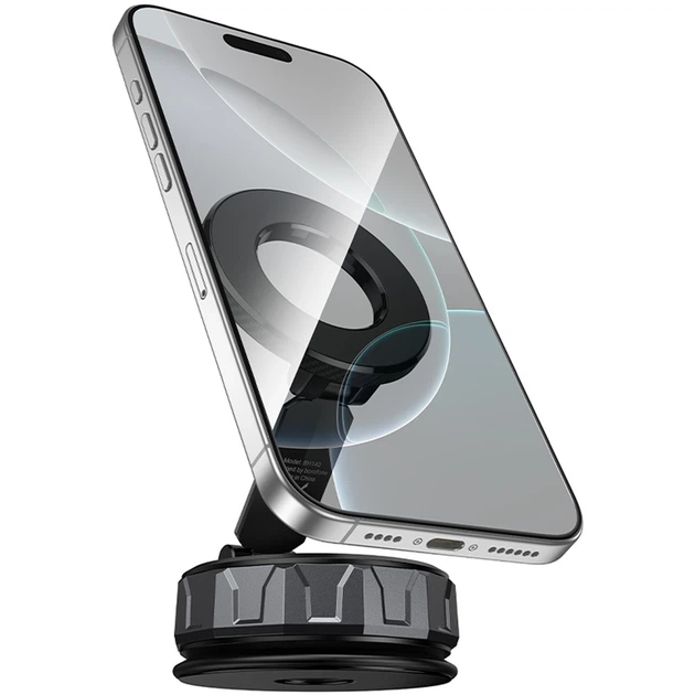 Автотримач Borofone BH140 Gloria Vacuum Suction Magnetic (center console) (Black / Metal gray) - зображення 2