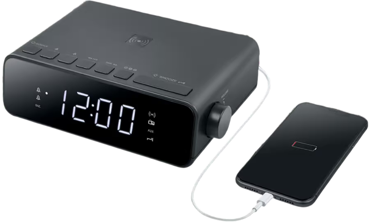 Zegar biurkowy z odbiornikiem radiowym Muse M-175 WI c USB Czarny - obraz 2