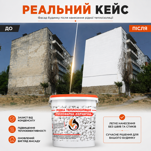 Рідка теплоізоляція для утеплення будь-яких поверхонь Теплофарба Керамічна БІЛА 3л - зображення 5