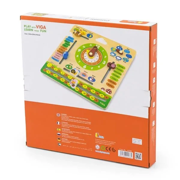 Дерев'яний календар Viga Toys з годинником 31х31 см різнокольоровий - Фото 4 Дерев'яний календар Viga Toys з годинником 31х31 см різнокольоровий - зображення 4