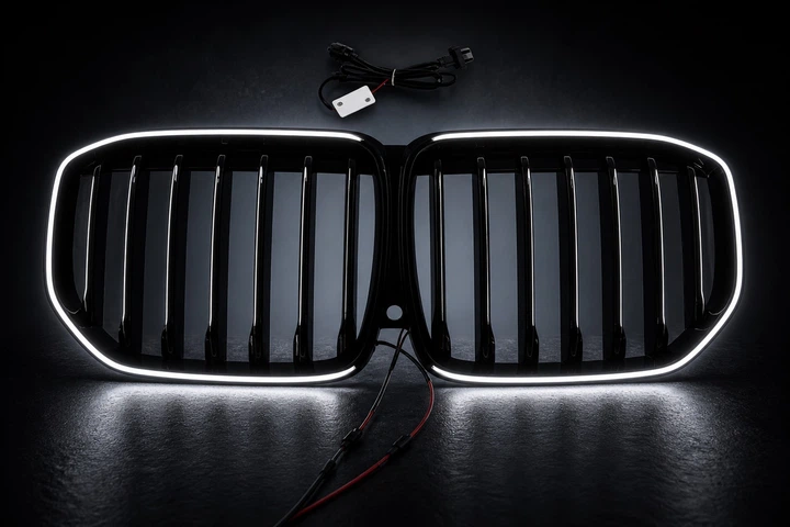 Ніздрі 1 Bar LED (2019-2022, чорний глянцевий) для BMW X7 G07 2019- рр - Фото 6 Ніздрі 1 Bar LED (2019-2022, чорний глянцевий) для BMW X7 G07 2019- рр - зображення 6