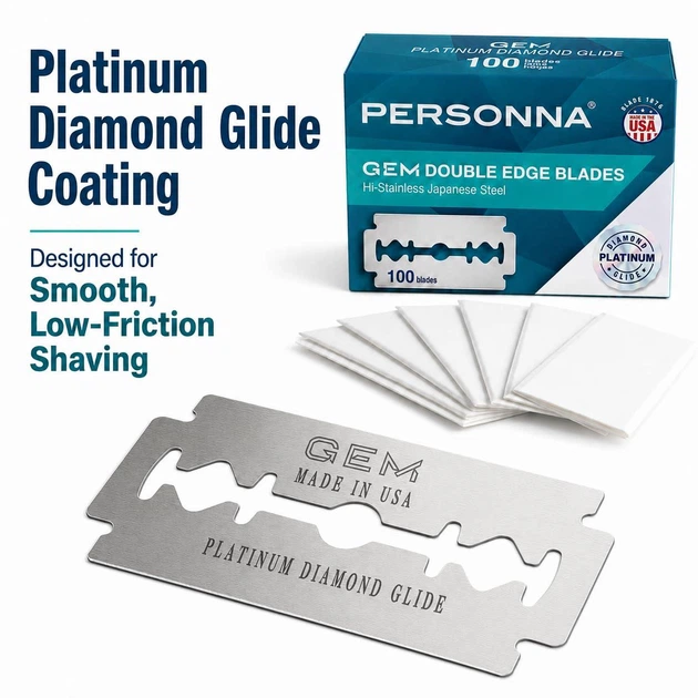 Леза Personna GEM Platinum Diamond Glide Double Edge Razor Blades 100 шт - Фото 3 Леза Personna GEM Platinum Diamond Glide Double Edge Razor Blades 100 шт - изображение 3