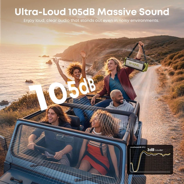 Портативная колонка W-KING Bluetooth 5.0 поддержка TWS 90 Вт - Фото 5 Портативная колонка W-KING Bluetooth 5.0 поддержка TWS 90 Вт - изображение 5