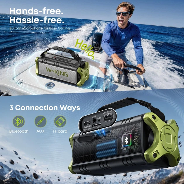 Портативная колонка W-KING Bluetooth 5.0 поддержка TWS 90 Вт - Фото 6 Портативная колонка W-KING Bluetooth 5.0 поддержка TWS 90 Вт - изображение 6