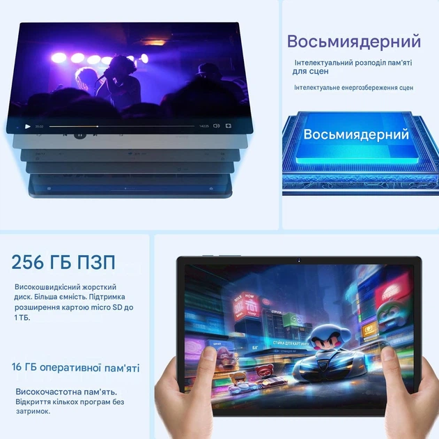 Планшет 11'' Full HD YESTEL T15 8+8/256Gb 8 ядер Android 13 8600 mAh Чорно-блакитний (102329558) - Уцінка - зображення 4
