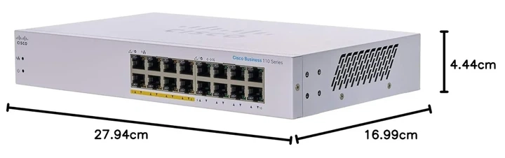 Комутатор Cisco Business CBS110-16PP / 16x Gigabit Ethernet / 8x PoE (64W) / 2x SFP / 1U / Серый (102246251) - Уценка - Фото 3 Комутатор Cisco Business CBS110-16PP / 16x Gigabit Ethernet / 8x PoE (64W) / 2x SFP / 1U / Серый (102246251) - Уценка - изображение 3