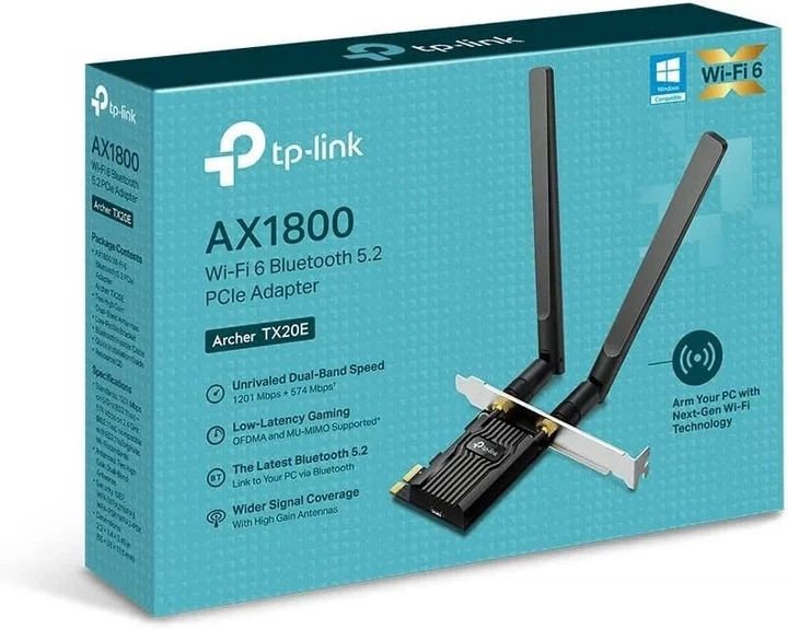 Бездротовий адаптер PCIe TP-Link Archer TX20E Wi-Fi 6 + Bluetooth 5.2 Чорний (102275823) - Б/В - зображення 5