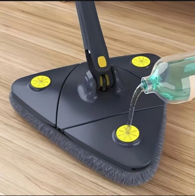 Швабра трикутна RIAS Traingular Twist Water Mop з поворотом на 360° та віджимом 113 см Blue (3_08669) - Фото 6 Швабра трикутна RIAS Traingular Twist Water Mop з поворотом на 360° та віджимом 113 см Blue (3_08669) - зображення 6