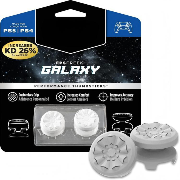 Накладки на стики KontrolFreek FPS Freek Galaxy для PS5 DualSense и PS4 DualShock 4, High-Rise + Mid-Rise - White - Фото 1 Накладки на стики KontrolFreek FPS Freek Galaxy для PS5 DualSense и PS4 DualShock 4, High-Rise + Mid-Rise - White - изображение 1