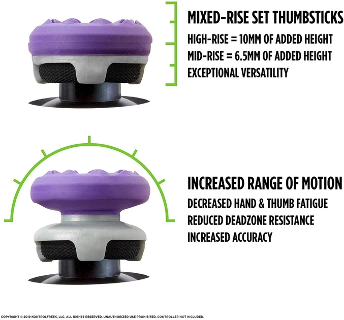 Накладки на стики KontrolFreek FPS Freek Galaxy для PS5 DualSense и PS4 DualShock 4, High-Rise + Mid-Rise - purple - изображение 4