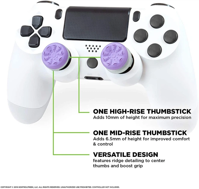 Накладки на стики KontrolFreek FPS Freek Galaxy для PS5 DualSense и PS4 DualShock 4, High-Rise + Mid-Rise - purple - изображение 5