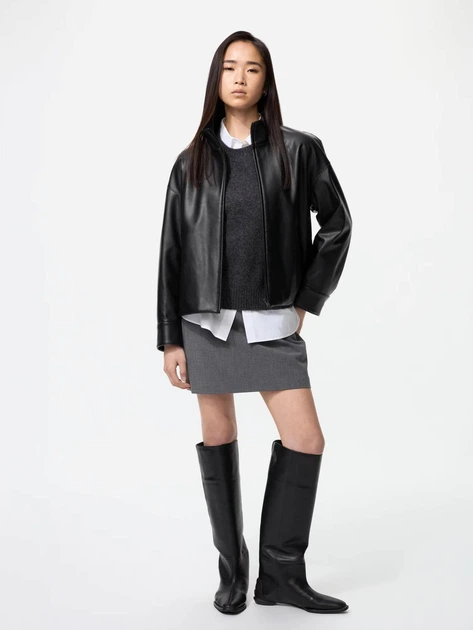 Куртка из искусственной кожи женская Uniqlo 490148469 M Черная (1159851802) - изображение 4
