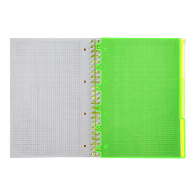 Книга канц. на спір. А4 120арк. # офс. BUROMAX NEON, пласт.обкл. з розділ. та перфорацією, жовта /BM.24349911-08/ - изображение 3