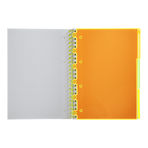 Книга канц. на спір. А4 120арк. # офс. BUROMAX NEON, пласт.обкл. з розділ. та перфорацією, жовта /BM.24349911-08/ - изображение 8