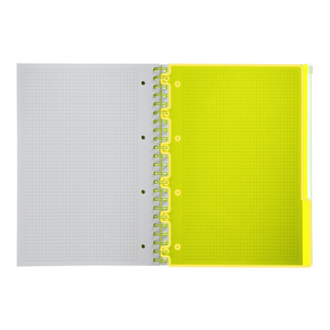 Книга канц. на спір. А4 120арк. # офс. BUROMAX NEON, пласт.обкл. з розділ. та перфорацією, жовта /BM.24349911-08/ - изображение 10