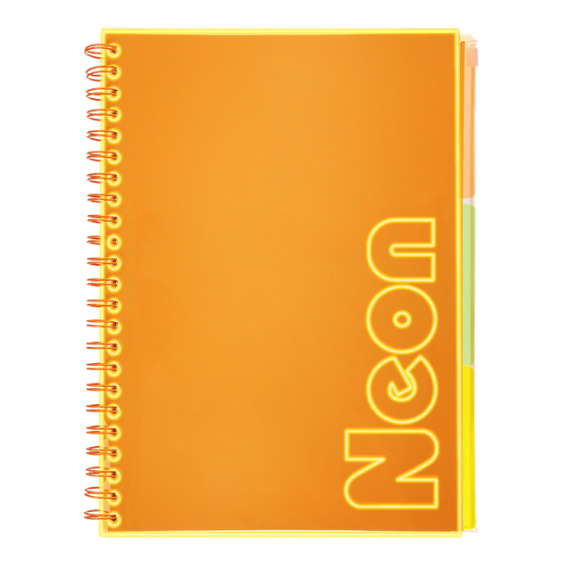 Книга канц. на спір. А4 120арк. # офс. BUROMAX NEON, пласт.обкл. з розділ. та перфорацією, помаранчева /BM.24349911-11/ - Фото 1 Книга канц. на спір. А4 120арк. # офс. BUROMAX NEON, пласт.обкл. з розділ. та перфорацією, помаранчева /BM.24349911-11/ - изображение 1
