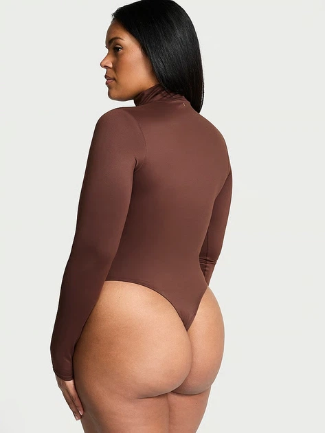Боді Victoria's Secret BODYWEAR by Victoria with FeatherSoft™ Innovation Turtleneck Bodysuit М Коричневий(26953487) - изображение 2