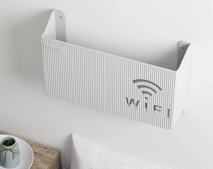 Вай Фай Поличка Тримач 24,5х14х6 см, Підставка для роутера WIFI пластикова COLNSE настінна, Біла - зображення 8