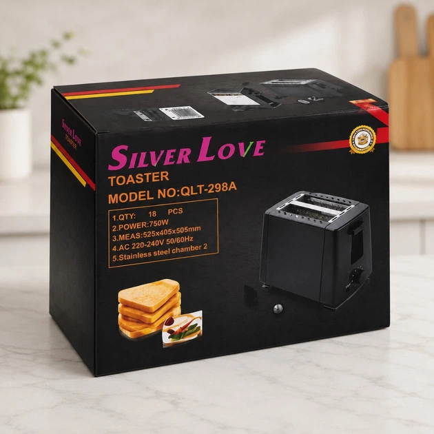 Тостер электрический Silver Love QLT-298A, 750 Вт, черный - изображение 7