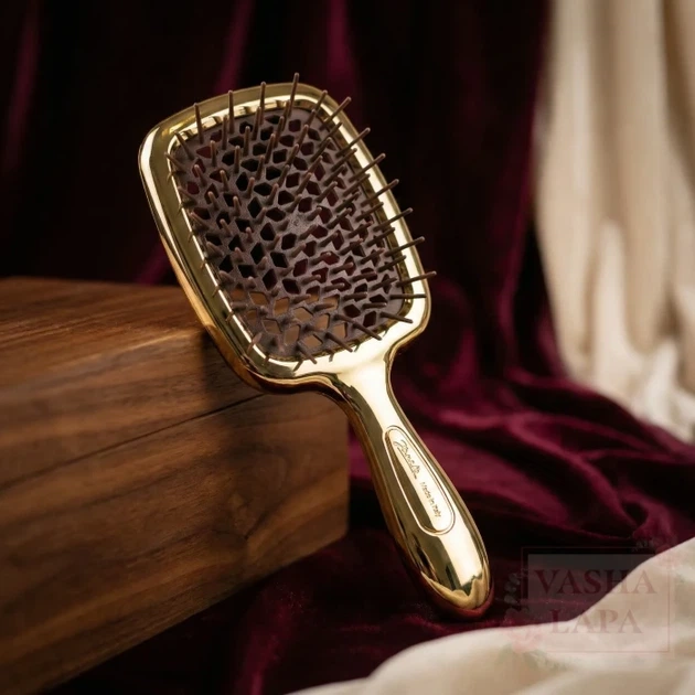 Щітка для волосся Janeke Superbrush, золота з коричневими зубцями AUSP230 - зображення 2