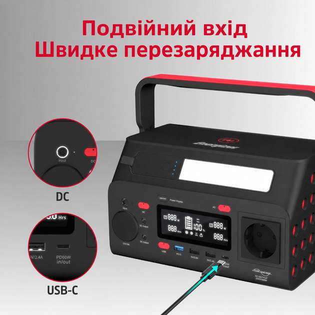 Портативная зарядная станция Energizer PPS300W2 300 Вт 293 Вт·ч Li-ion с быстрой зарядкой USB-C Power Delivery до 60 Вт - изображение 7