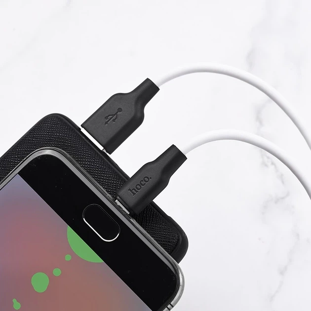 Кабель HOCO X21 Plus USB to Micro 2.4A, 1m, silicone, silicone connectors, Black+White - зображення 4