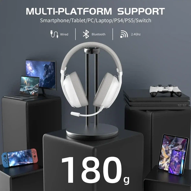 Беспроводные игровые наушники ATTACK SHARK L80 (Bluetooth 5.3, 2.4G, белые) - изображение 3