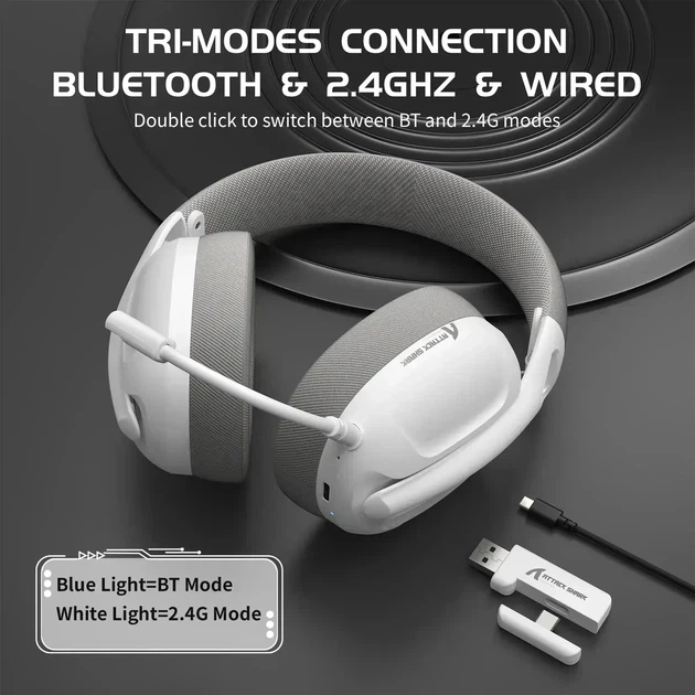 Беспроводные игровые наушники ATTACK SHARK L80 (Bluetooth 5.3, 2.4G, белые) - изображение 4