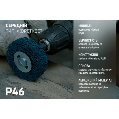 Круг зачистной Alloid "коралл", с держателем для дрели, 100мм, синий (SD-100223) - изображение 6