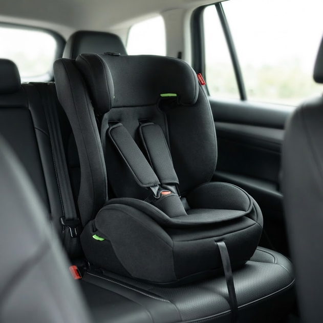 Автокрісло для дітей 76-150 см 9-36 кг автомобільне i-Size R129 з 5-точковими ременями 15 рівнями підголівника штатним кріпленням м’яким вкладишем боковою підтримкою чорне за рухом - зображення 8