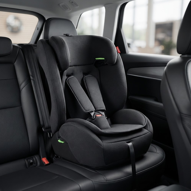 Автокрісло для дітей 76-150 см 9-36 кг автомобільне i-Size R129 з 5-точковими ременями 15 рівнями підголівника штатним кріпленням м’яким вкладишем боковою підтримкою чорне за рухом - зображення 9