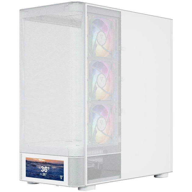 Корпус Modecom VOLCANO AQ500 ARGB MIDI FRONT LCD 6,2”, 4x120mm fans WHITE без БЖ ATX (MC-A-AQ500-4FA-W) - зображення 3