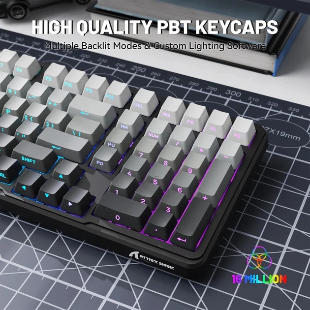 Клавиатура беспроводная ATTACK SHARK X98 Blueberry RGB USB/Bluetooth/Wireless Moonlight Night (X98ML_AS) - Фото 9 Клавиатура беспроводная ATTACK SHARK X98 Blueberry RGB USB/Bluetooth/Wireless Moonlight Night (X98ML_AS) - изображение 9