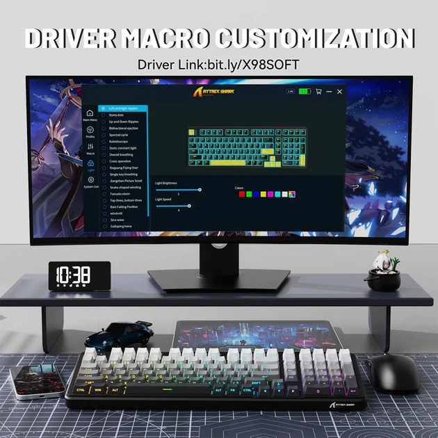 Клавиатура беспроводная ATTACK SHARK X98 Blueberry RGB USB/Bluetooth/Wireless Moonlight Night (X98ML_AS) - Фото 10 Клавиатура беспроводная ATTACK SHARK X98 Blueberry RGB USB/Bluetooth/Wireless Moonlight Night (X98ML_AS) - изображение 10