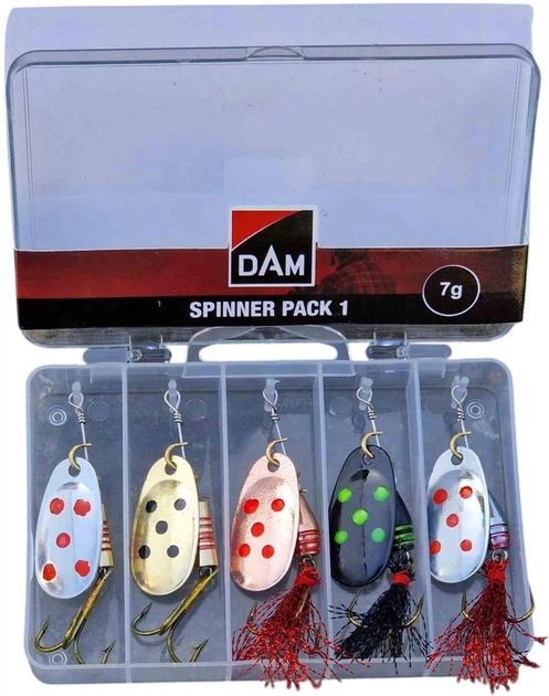 Набір блешень в коробці DAM Spinner Pack 7 г 5 шт (61436) - Фото 1 Набір блешень в коробці DAM Spinner Pack 7 г 5 шт (61436) - зображення 1