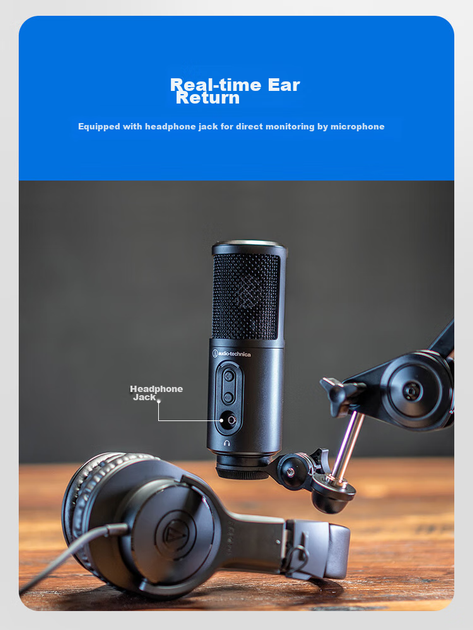 Конденсаторный направленный USB-микрофон Audio-Technica ATR2500X-USB, легко подключается к компьютеру для прямых трансляций, записи караоке и озвучивания, в комплекте со специальной подставкой для микрофона. - изображение 9
