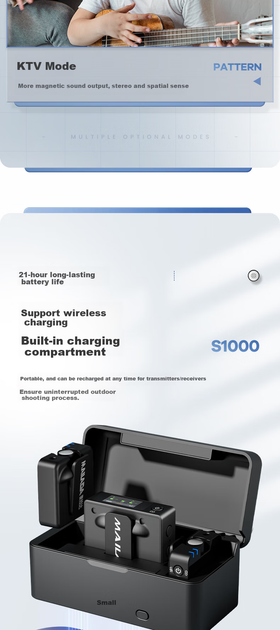 Бездротовий петличний мікрофон Mailada S1000PRO з подвійним підключенням для прямих трансляцій з мобільного телефону, запису на комп'ютер, аудіозапису для DSLR-камер, бездротового мікрофона - Фото 8 Бездротовий петличний мікрофон Mailada S1000PRO з подвійним підключенням для прямих трансляцій з мобільного телефону, запису на комп'ютер, аудіозапису для DSLR-камер, бездротового мікрофона - изображение 8