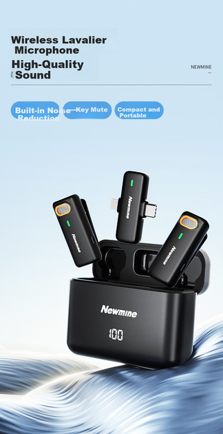 Микрофон Newmine MC216 Pro петличный беспроводной профессиональный, для стримов/караоке, шумоподавление, 2 мкф, кейс - изображение 6