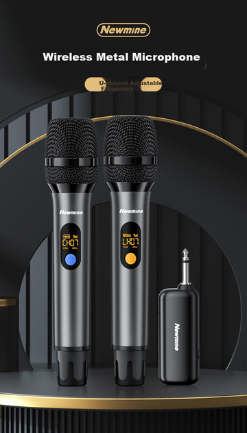 Беспроводной микрофон Newmine MC110 UHF двухканальный, для караоке, сцены и конференций - изображение 11